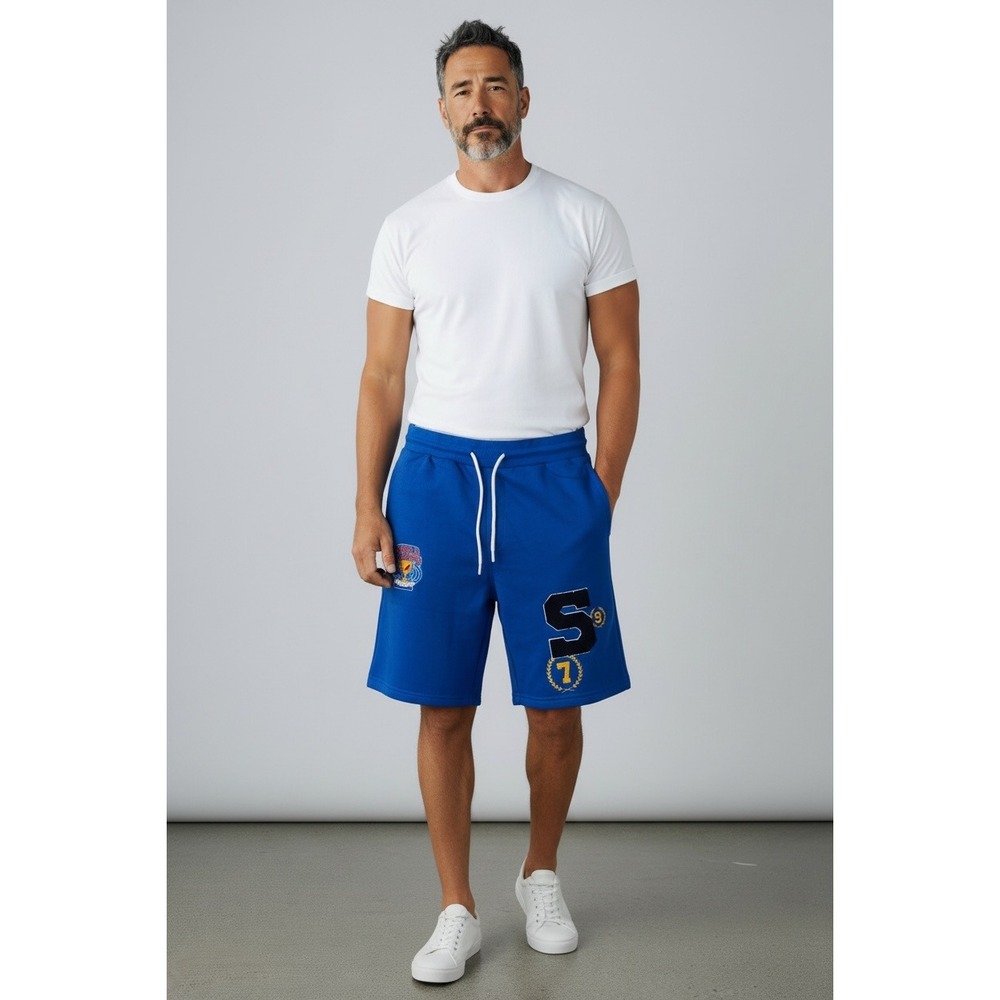 Staple Pigeon Mens Decatur Blue World‎ Champs Varsity Sweat Shorts Size M NEW
